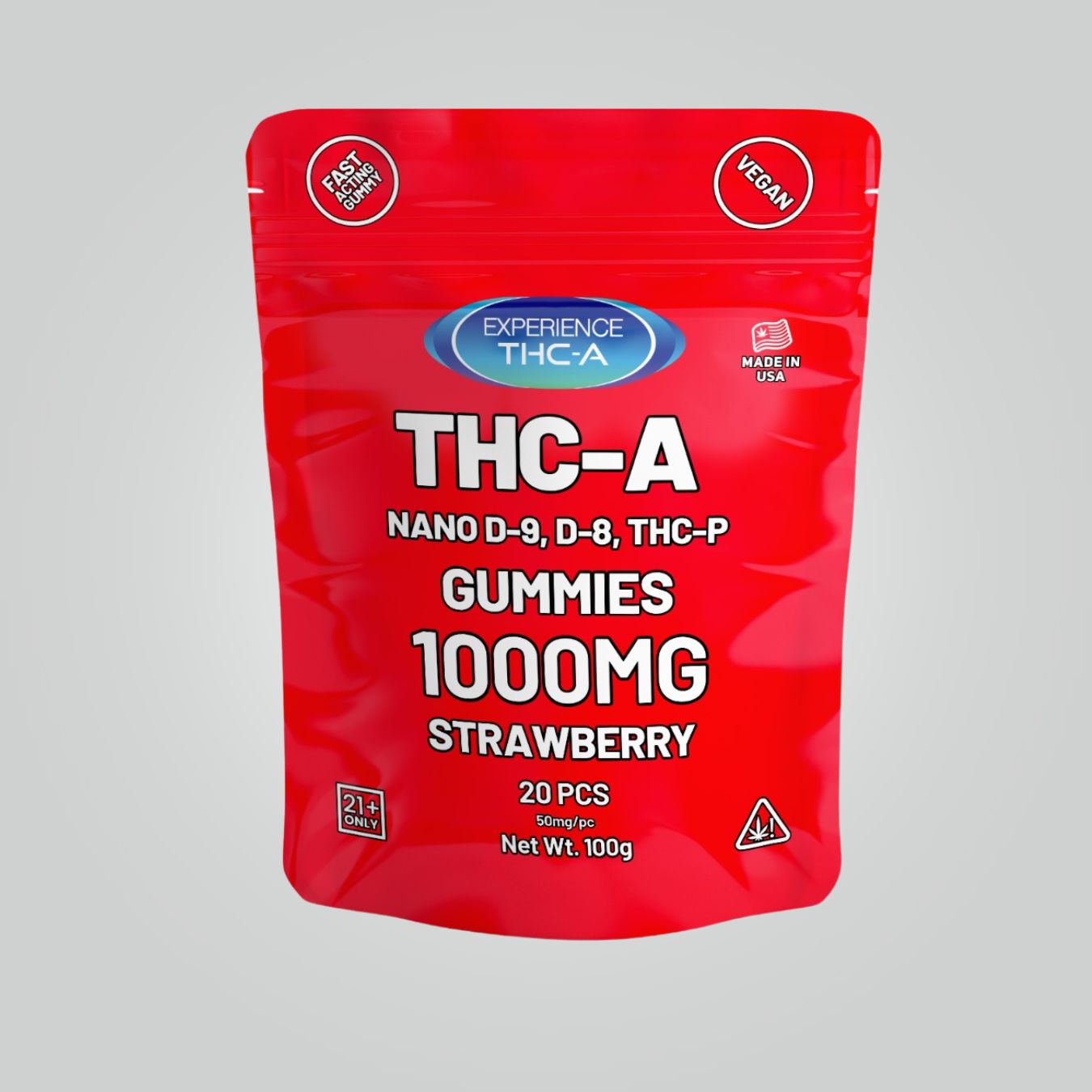 THCA/Delta 9/THCP/Delta 8  GUMMIES 1000MG - Strawberry Flavor