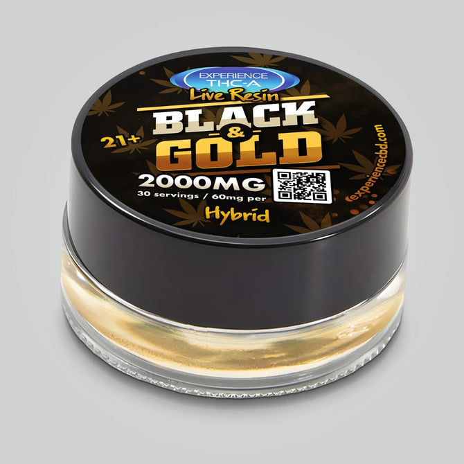 THC-a Wax Black & Gold 2000MG Hybrid Live Resin Product Jar