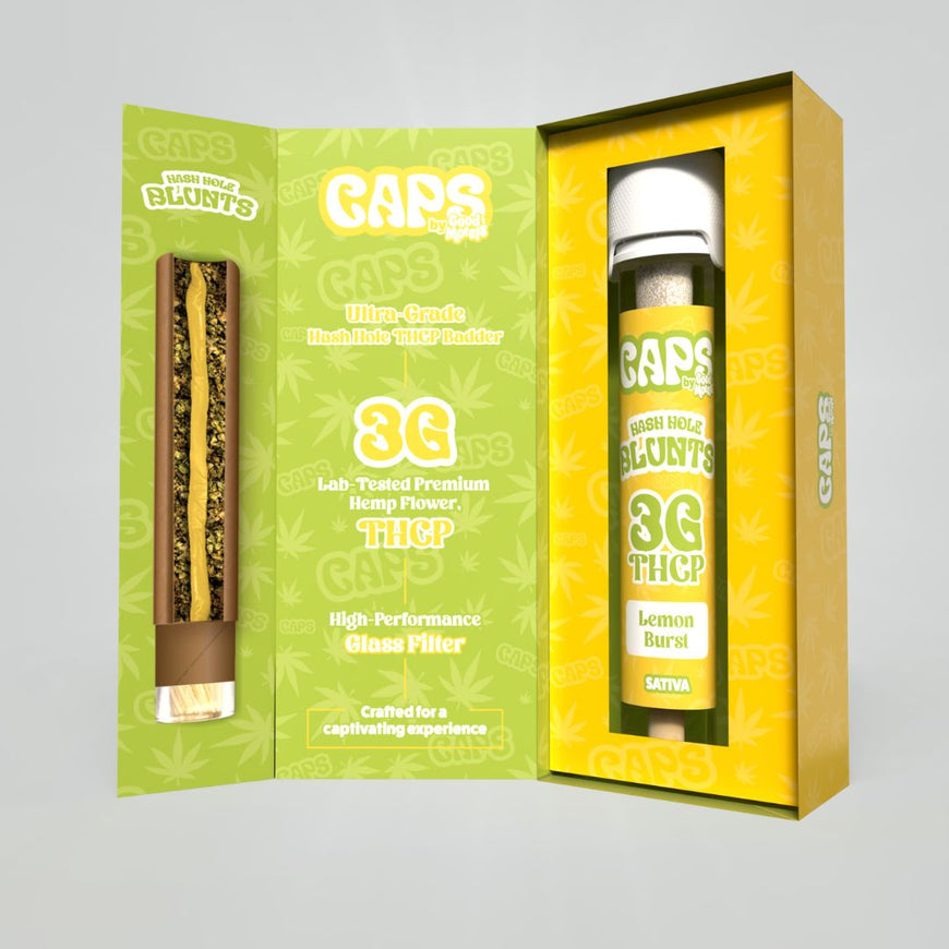 CAPS 1G Hash Hole THCP BADDER Blunts – Lemon Burst (Sativa)