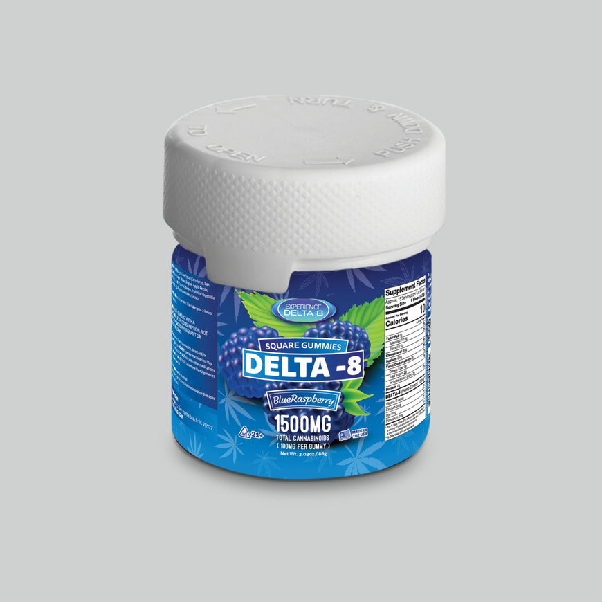 Delta-8 Square Gummies Blue Raspberry 1500mg