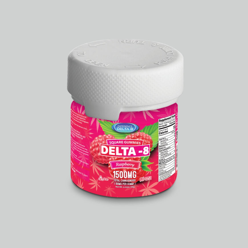 Delta-8 Square Gummies Raspberry 1500mg