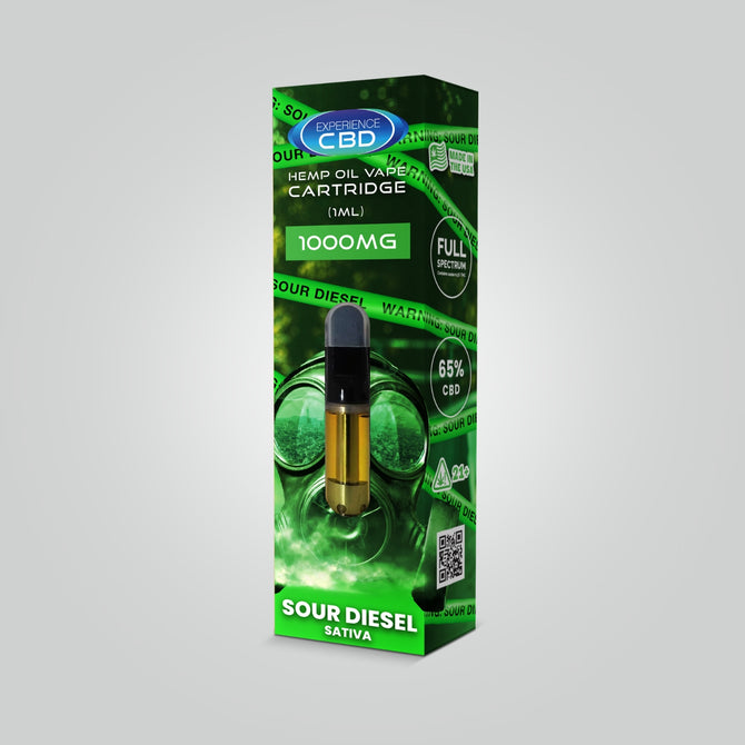 CBD Full Spectrum Vape Cartridges 1000mg - Sour Diesel (Sativa)
