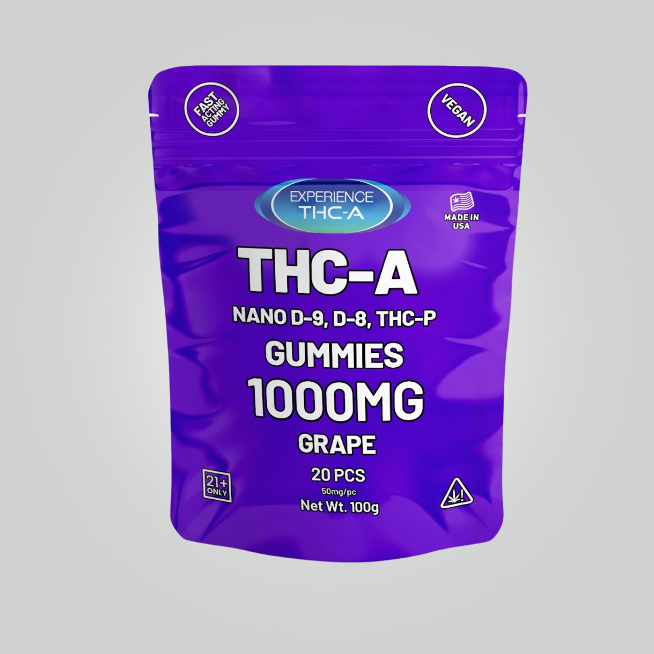 THCA/Delta 9/THCP/Delta 8  GUMMIES 1000MG - Grape Flavor