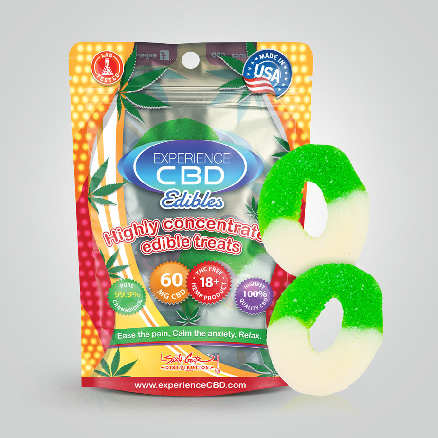 CBD Gummies - Sour Apple Rings - 60mg