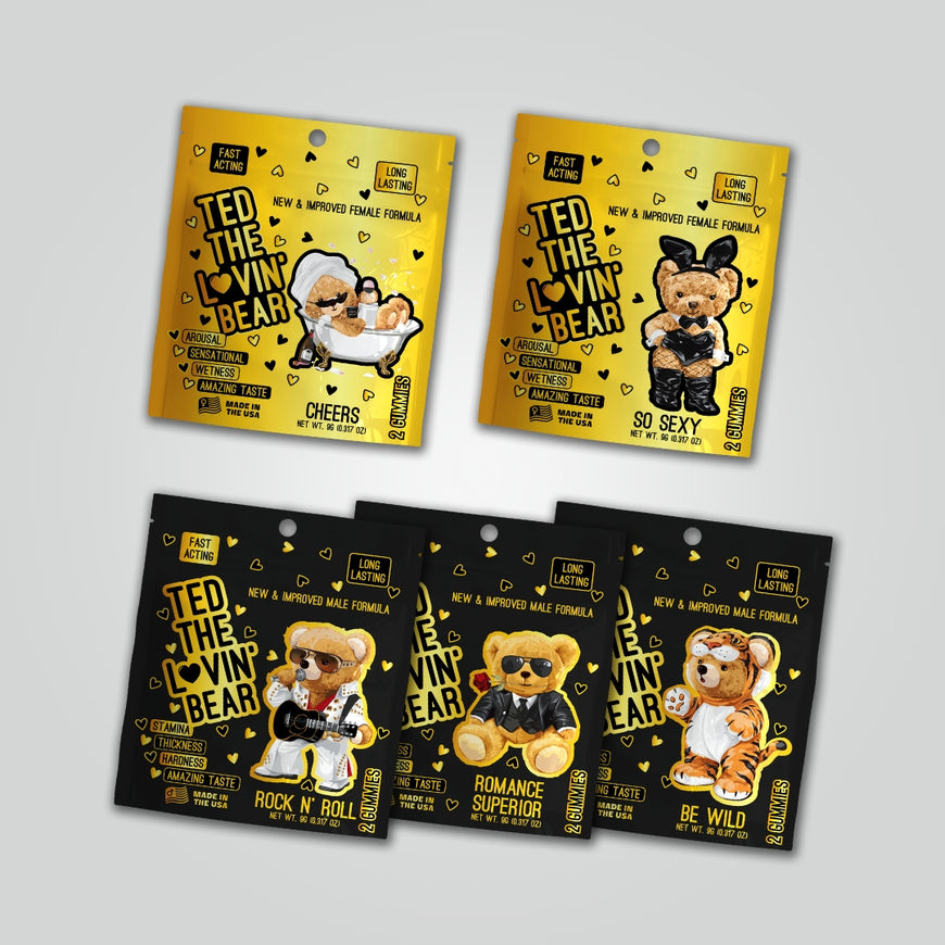 Ted the lovin bear - chhers, so sexy, rock n' roll, romance superior and be wild - 2 gummies 0.317 OZ